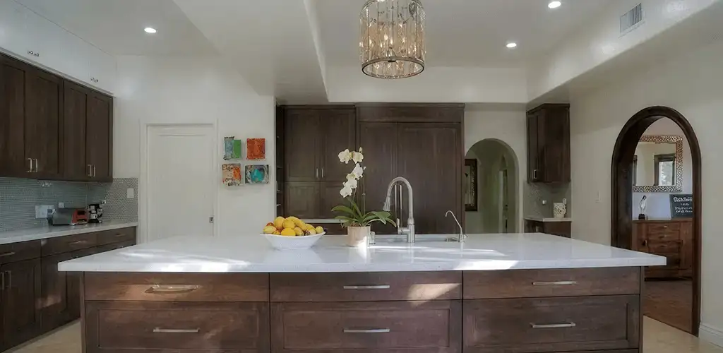 Cabinet refacing project with updated kitchen cabinets and island in Oakland, CA