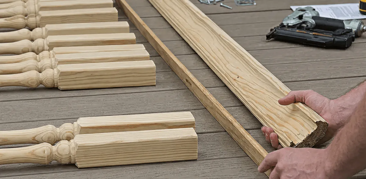 Handrail installation materials and wood components for stair rail work in Oakland, CA